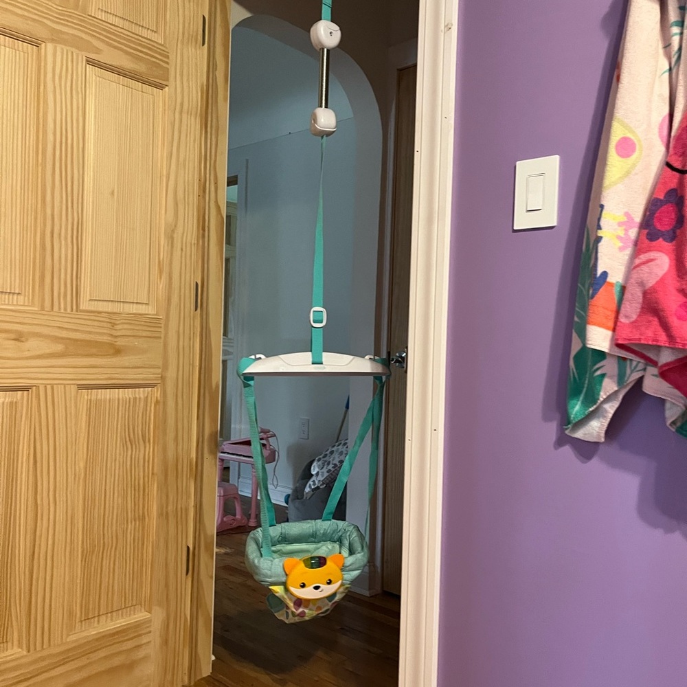 Teal Baby Doorway Jumper with Toy